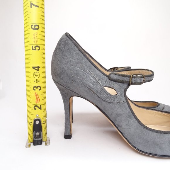 Manolo Blahnik Rela Embroider Suede Mary Jane Pump - Picture 12 of 12